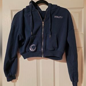 Vitality Women's Navy Blue Cropped Hoodie